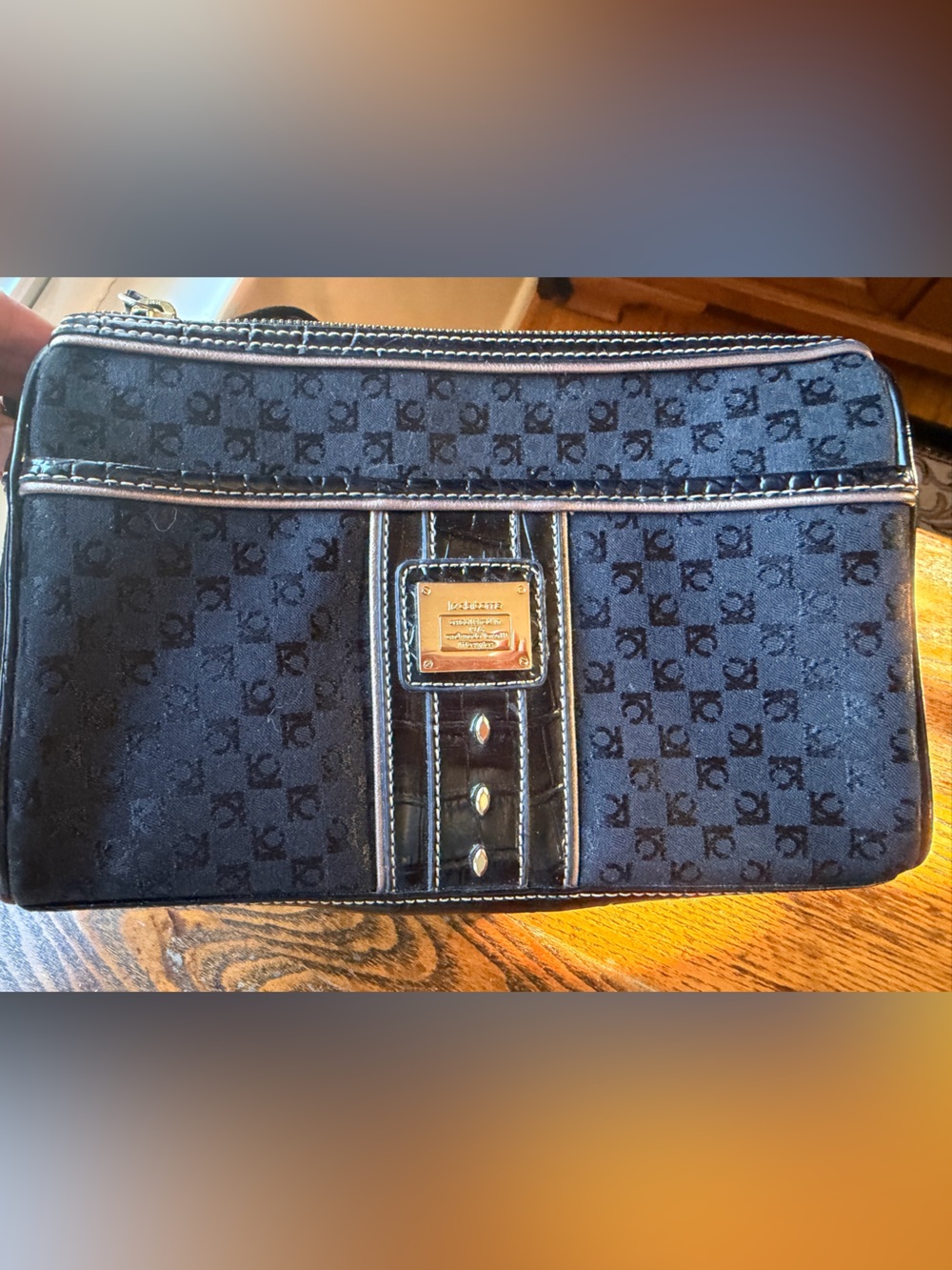 Liz Claiborne Black Crossbody Shoulder Bag Purse with Mirror